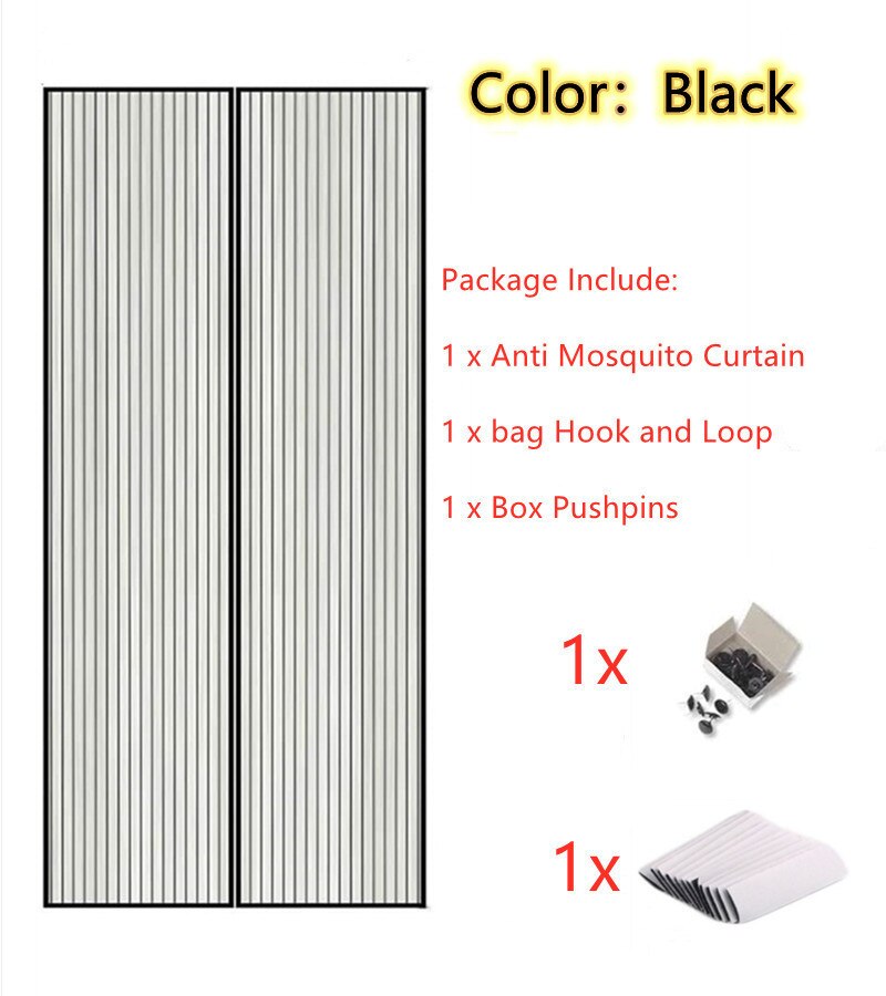 Summer Anti Mosquito Insect Fly Bug Curtains Magnetic Net Mesh Automatic Closing Door Screen Kitchen Curtain screen door: black / 80 x 210cm