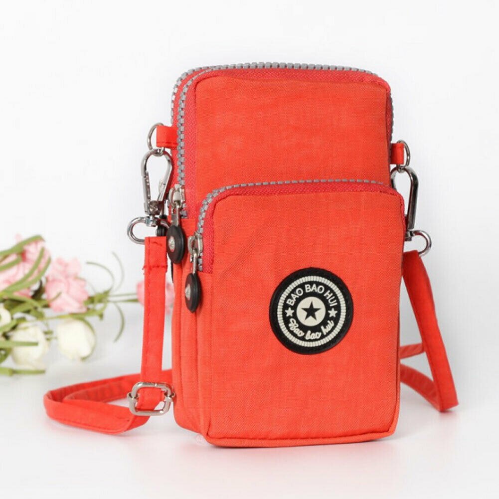 neue Kreuz-körper Handy Schulter Tasche Pouch Fall Gürtel Handtasche Geldbörse Brieftasche Zipper Tasche: Orange