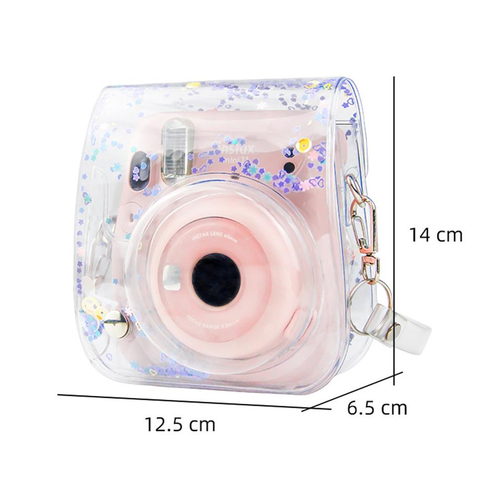 Gjennomsiktig pvc kvikksand veskebeskyttelse søt kameraveske veske pu til fuji instax mini 11 veske
