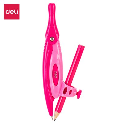 Deli – boussole EG20102 avec crayon mécanique en plastique, 2 pièces 2C: Rose