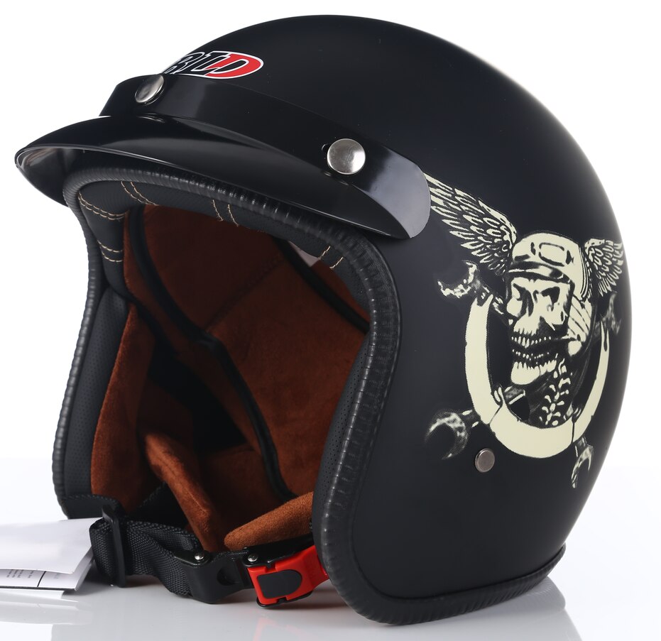 Dot Goedgekeurd Open Motorhelm Retro Scooter Jet Open Gezicht Schedel Helm Motorrijden Capacete Moto Abs Materiaal: 3 / L