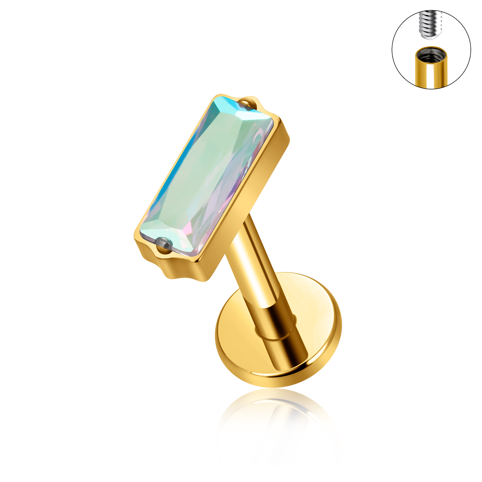 ASTM F136 Titanium EAR PIERC Triangle zirconia Paved Top Threaded Labret Studs Tragus Earrings Lip Tongue Stud Piercing Jewelry