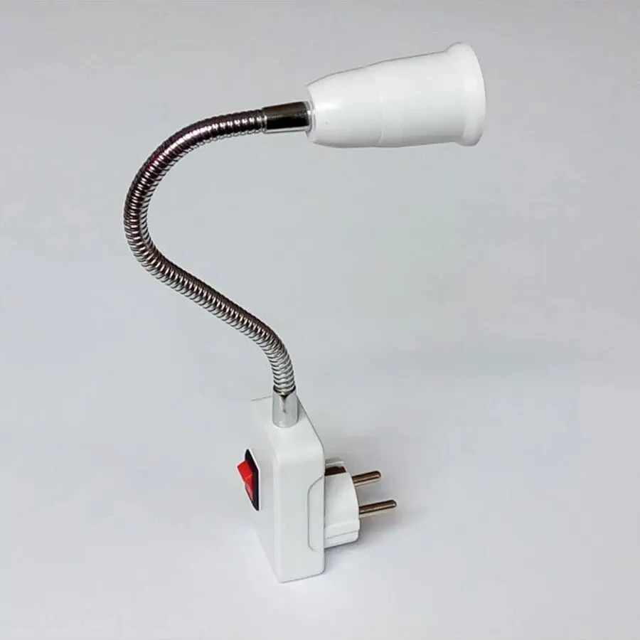 EU-stekker naar E27 lamphouder gloeilampfitting met schakelaar flexibele lampvoet conversie tafellamp converter 30 cm