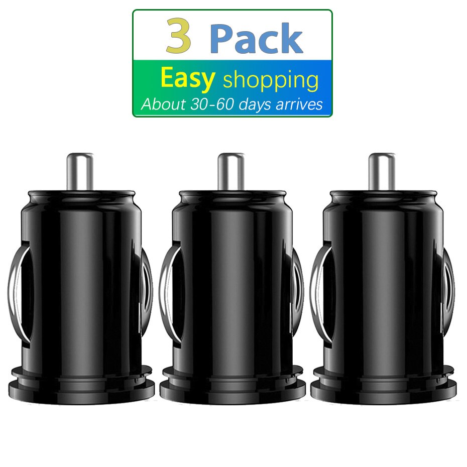 2.4a bil lastbil dubbla 2 portar usb mini laddare adapter universal mobiltelefon gps dvr kamera laddare för iphone 11 x huawei samsung: 3- pack-enkel