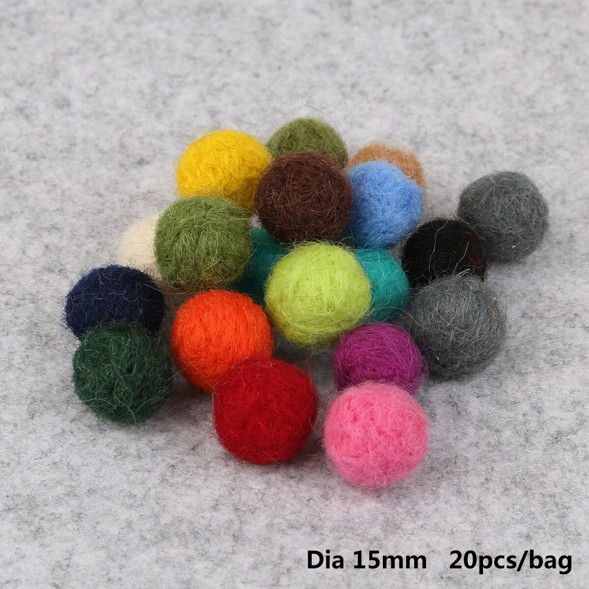 20Pcs 15/20mm Dia Mix Colourful No Hole Soft Wool Felt Ball Pom Poms For DIY Handmade Craft Sewing Decor Accessories: 15mm