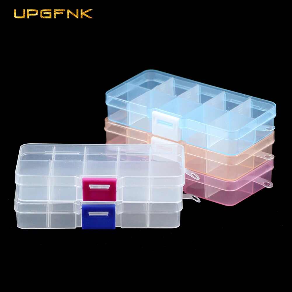 Upgfnk Verstelbare 10 Slots Plastic Opbergdoos Sieraden Kralen Accessoires Verpakking Transparante Tool Case Craft Organizer Box
