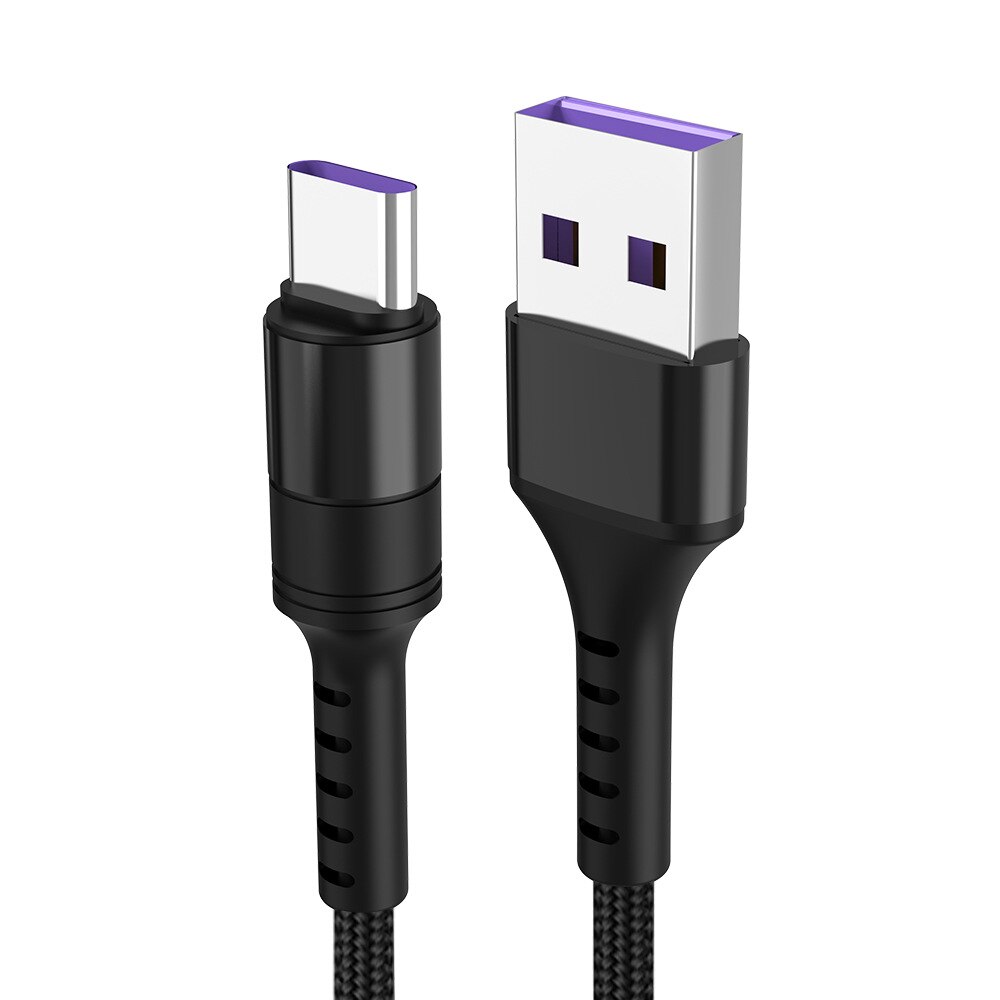 5a type c usb-kabel supersnel opladen voor huawei mate 20 p30 p20 pro  qc2.0 qc3.0 qc4.0 snel opladen telefoonkabel type-c usb-draad: Zwart / 2m