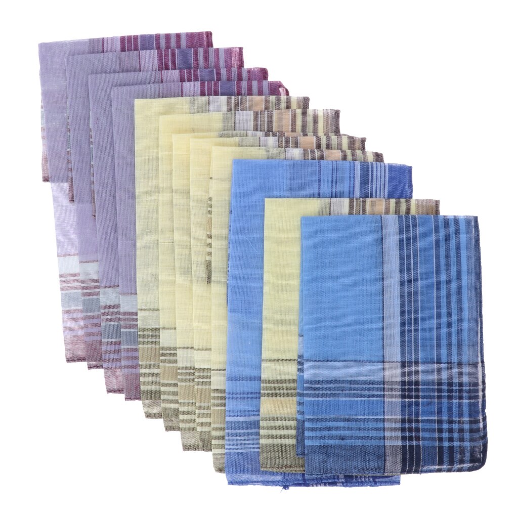 Set  of 12 st herr rutmönster #39 gentleman klassisk ficka fyrkantig näsduk