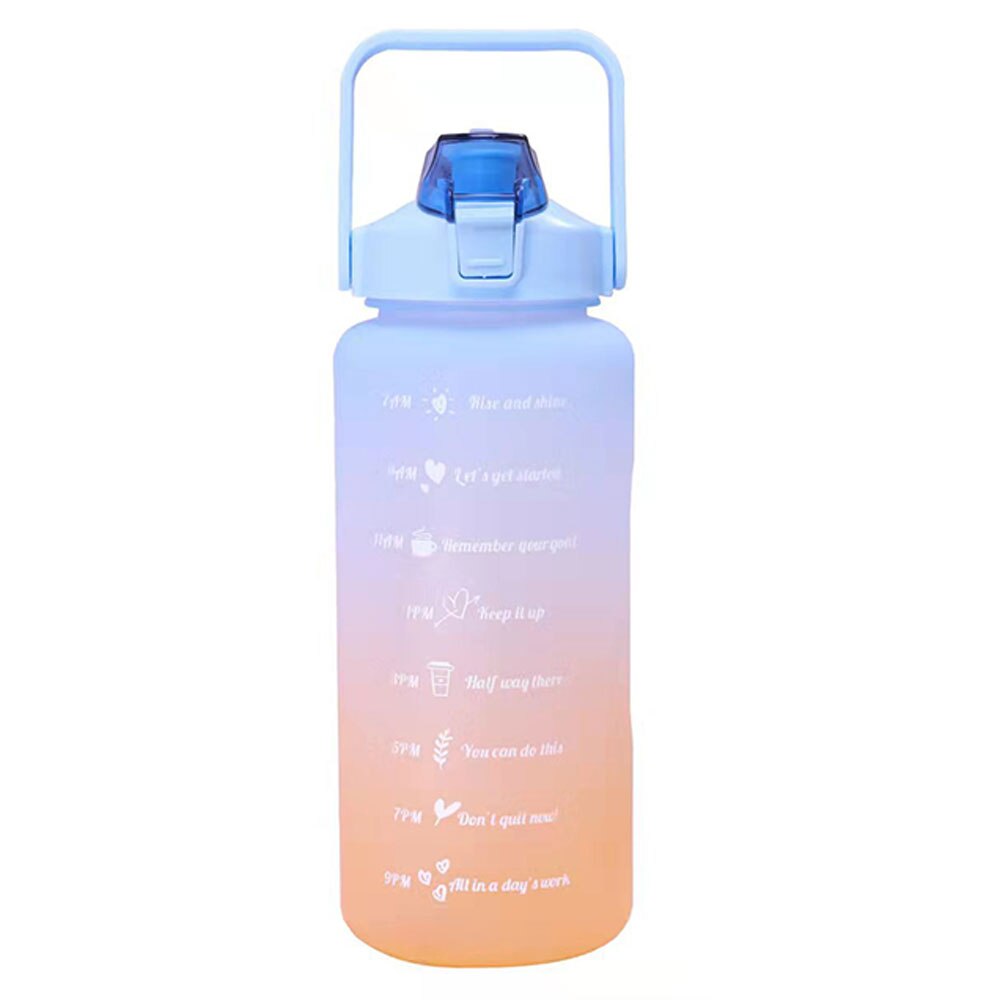 Butelka wody 2L o dużej pojemności zdatność trening plastikowy kubek odkryty kemping butelka robić picia wody gradient sportowy kubek na wodę: Niebieski
