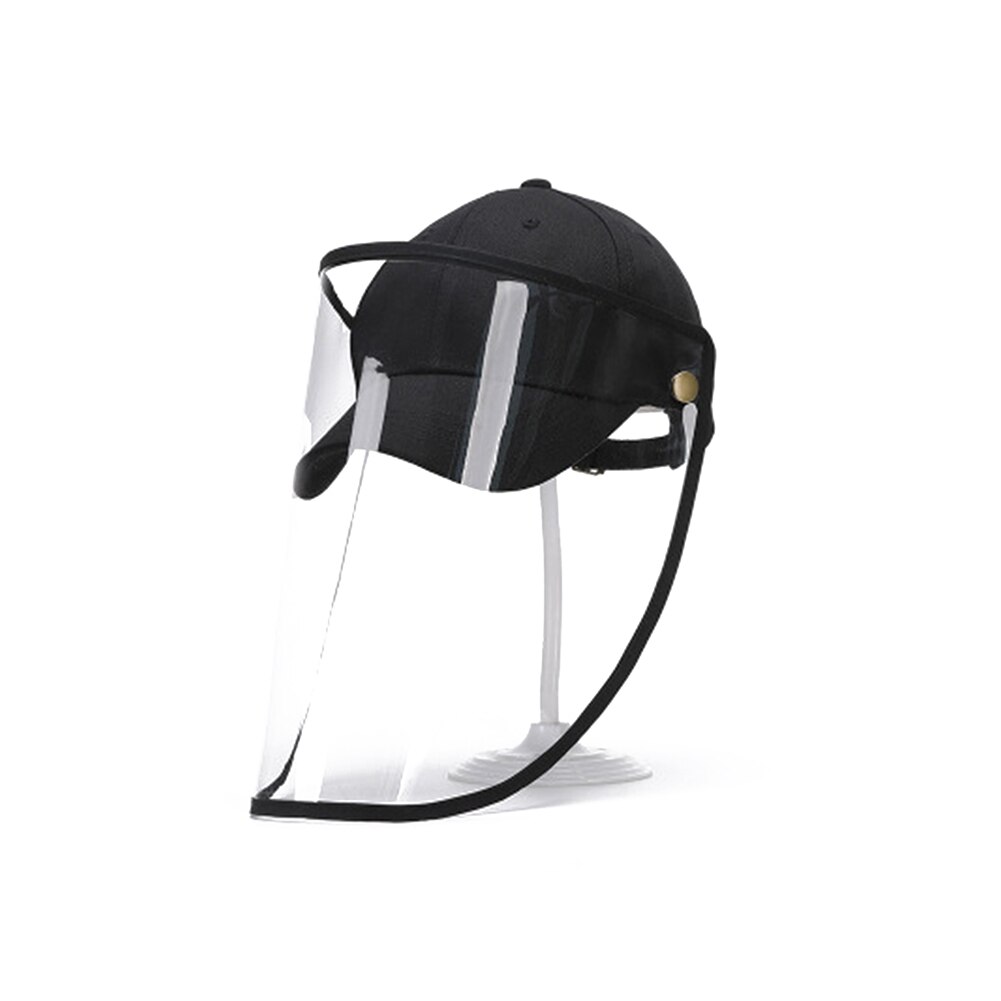Unisex udendørs sikkerhedsbeskyttende sorte baseballkasket hatte med anti-spyt anti-dråbe støvtæt klart fuld ansigt dække