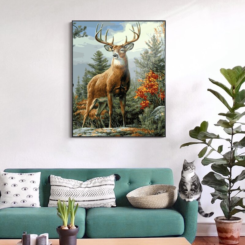 Måla efter siffror rådjur panda hund färglägga med siffror 3 stjärnor 24 färger bild för siffror: Va -2070 32 färger / 40 x 50cm diy ram