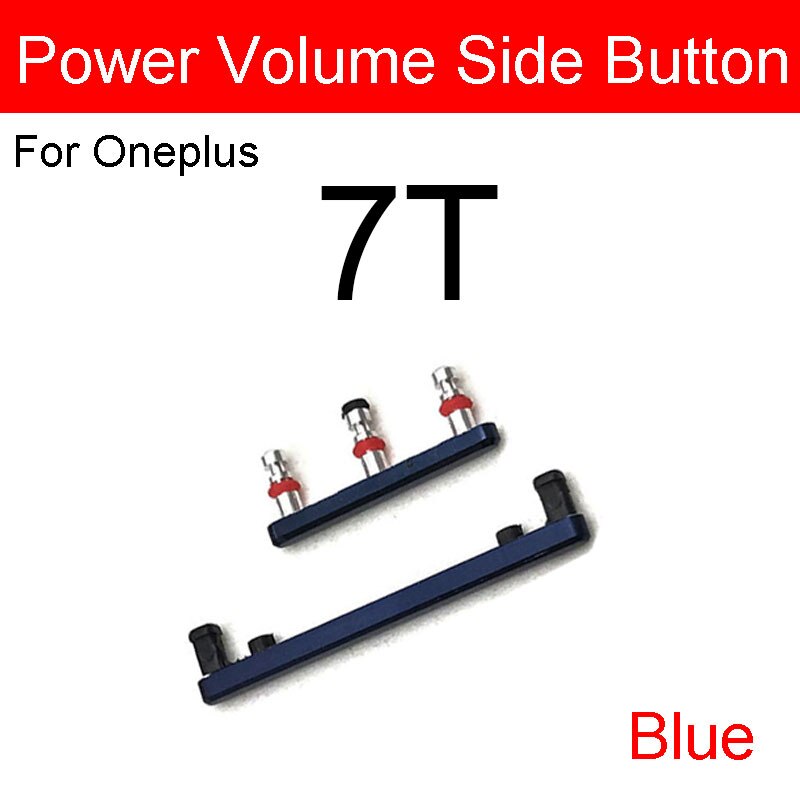 1 botón de volumen lateral + botón de encendido/apagado conjunto de botones para Oneplus 7 7T Pro botón de encendido de volumen piezas de repuesto de teclado: 7T blue 