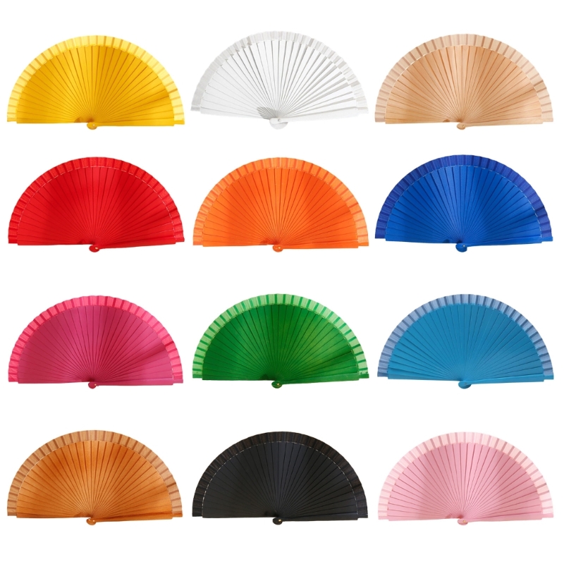 Abanico K1MF, abanico mano madera clásico y moderno, abanico plegable Color sólido español para bodas y