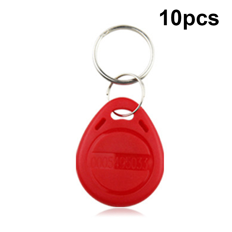 Porte-clés RFID 125Khz, 2/5/10 pièces, copie réinscriptible, identification EM T5577, étiquette, anneau, carte d'accès, jeton de proximité: 10Pcs Red
