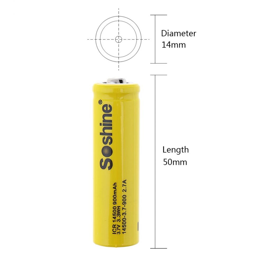 2 Stuks Soshine 3.7V Icr 14500 900Mah Li-Ion Oplaadbare Batterij Met Veiligheidsklep + Batterij Doos Voor zaklampen Koplampen