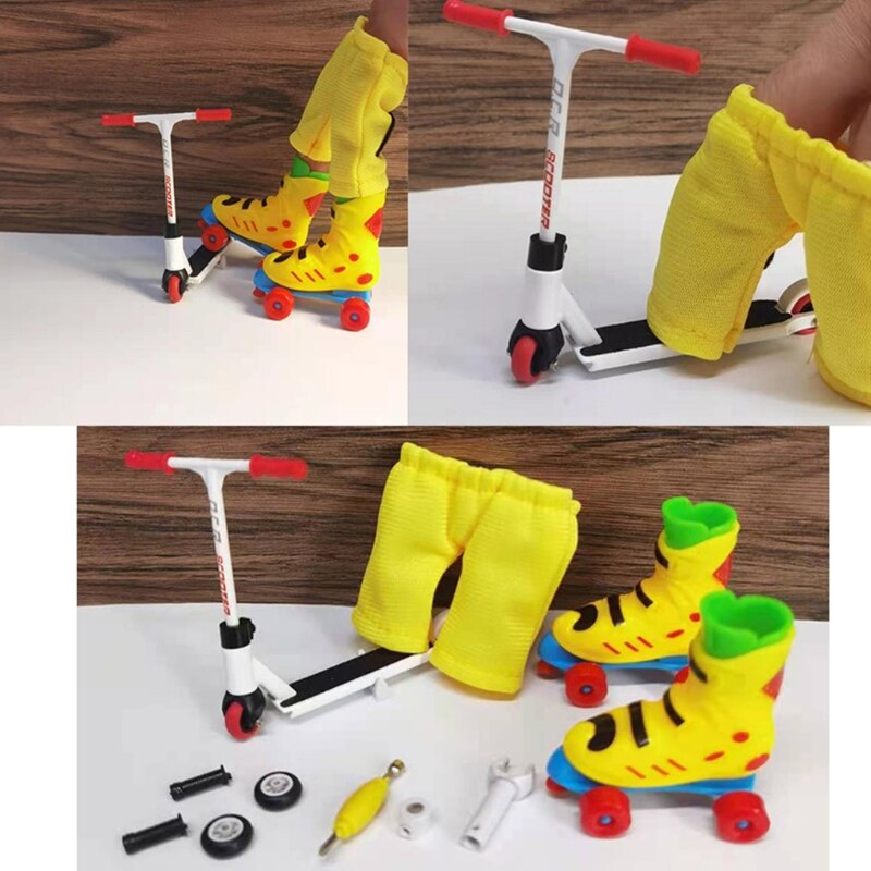 1 Set Mini Finger Model Set Kids Toy Finger Scooter Roller Skates Kit DIY Fingerboard with Assembly Wheels Finger Toy Box