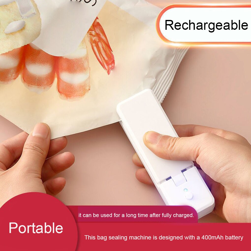 Mini Sealmachine Keuken Oplaadbare Zak Sluitmachine Handleiding Voedsel Snacks Behoud Capper Seal Apparaat Grijs