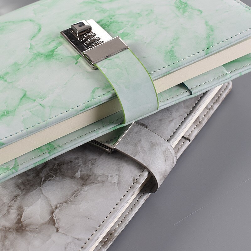 Notebook Wachtwoord Blok, Marmeren Textuur, 100 Stuks, Persoonlijk Dagboek Met Slot Code, Kantoorbenodigdheden, leer,