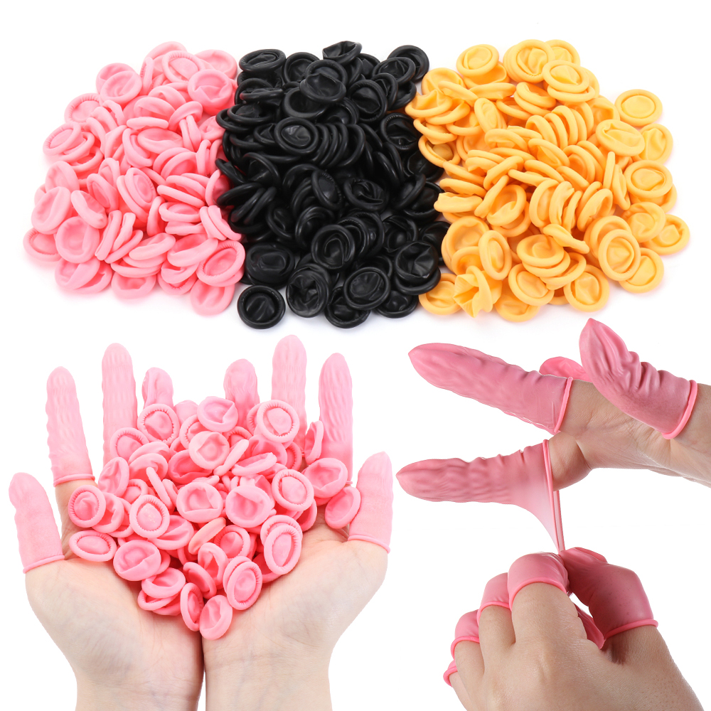 100 Pcs Wegwerp Vinger Cover Natuurlijke Rubber Antislip Anti-Statische Latex Vinger Babybedjes Vingertoppen Protector Handschoenen Nail art Tool