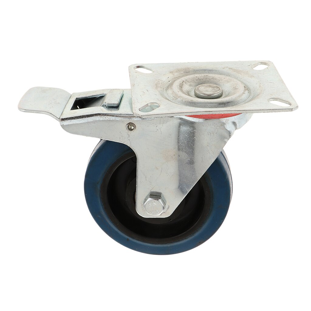 4 Inch Low Profile Casters Wheels Soft Rubber Swivel Caster No Noise with 360 Degree Top Plate & Brake