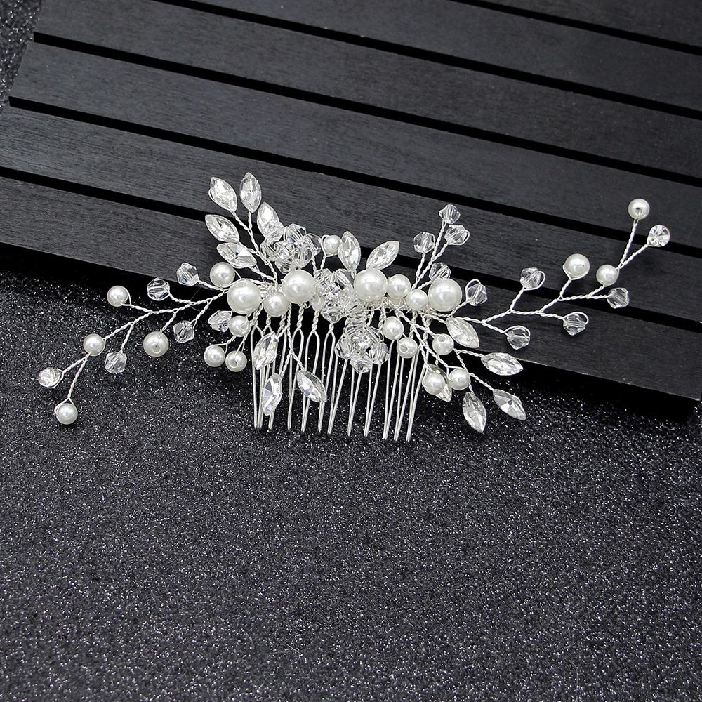 Peines para el pelo de la boda para la novia Cristal Diamantes de imitación perlas mujeres horquillas novia tocado accesorios de la joyería del pelo