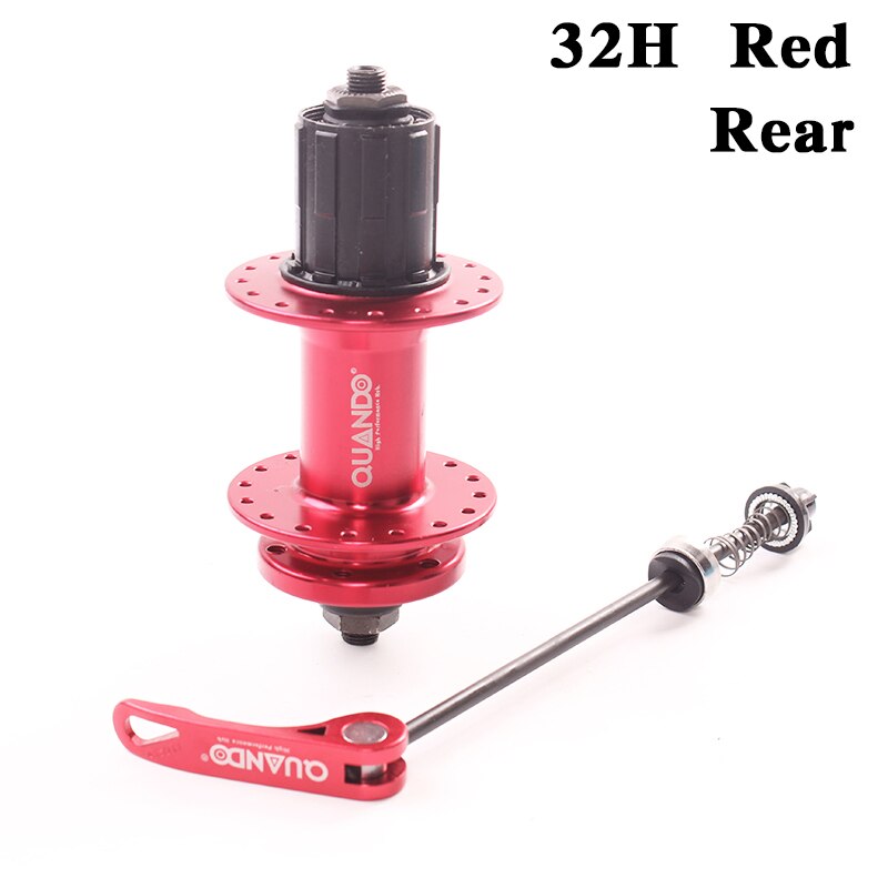 QUANDO vélo moyeu bague entretoise moyeu 32H 36H trous vélo vtt VTT avant arrière Cassette roue libre et 6 boulon frein à disque: 32H Red Rear
