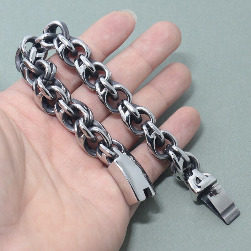 Trendy 316L Titanium Stainless Steel Bracelet Men Punk Rock Chain & Link Mens's Bracelets For Men Jewelry