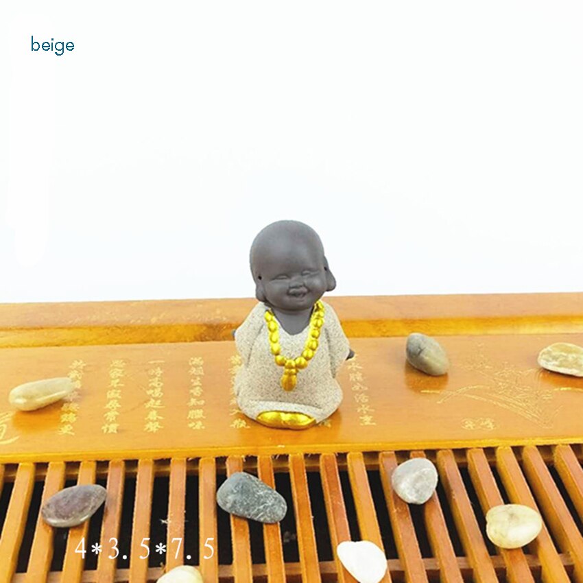 Håndlavet lilla ler buddha te kæledyr lille munk saftig plante dekoration te kæledyr ornament dekorativt til kungfu te bakke