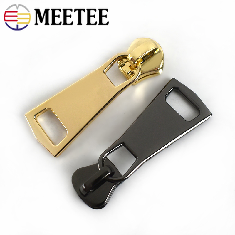 Meetee 10pcs 8# 15# Alloy Zipper Silder for Resin Zips Head Metal Puller for Jacket Zip Repair Kit DIY Garment Sew Zipper Silder
