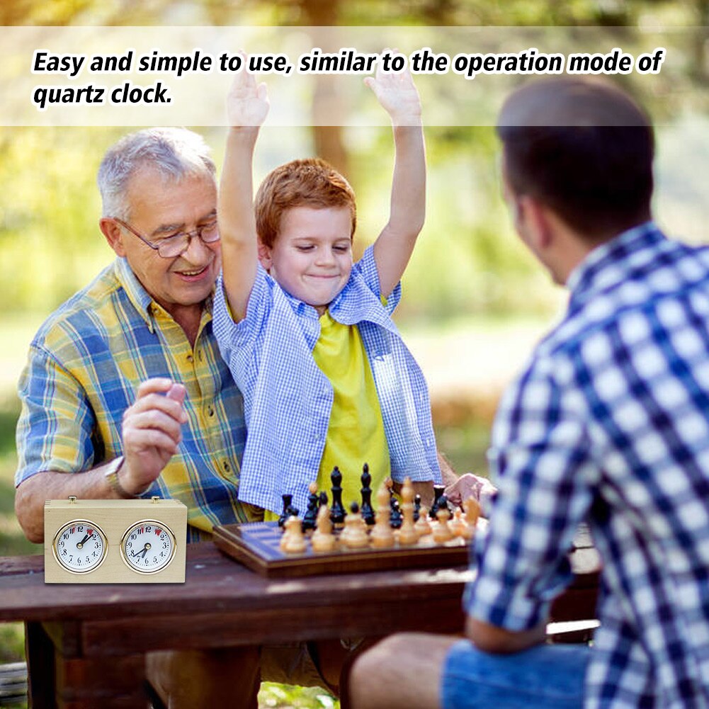 Countdown Analog Board Game Easy Operate Portable Wooden Mechanical Competition Accurate Chess Clock Timing Tools Durable