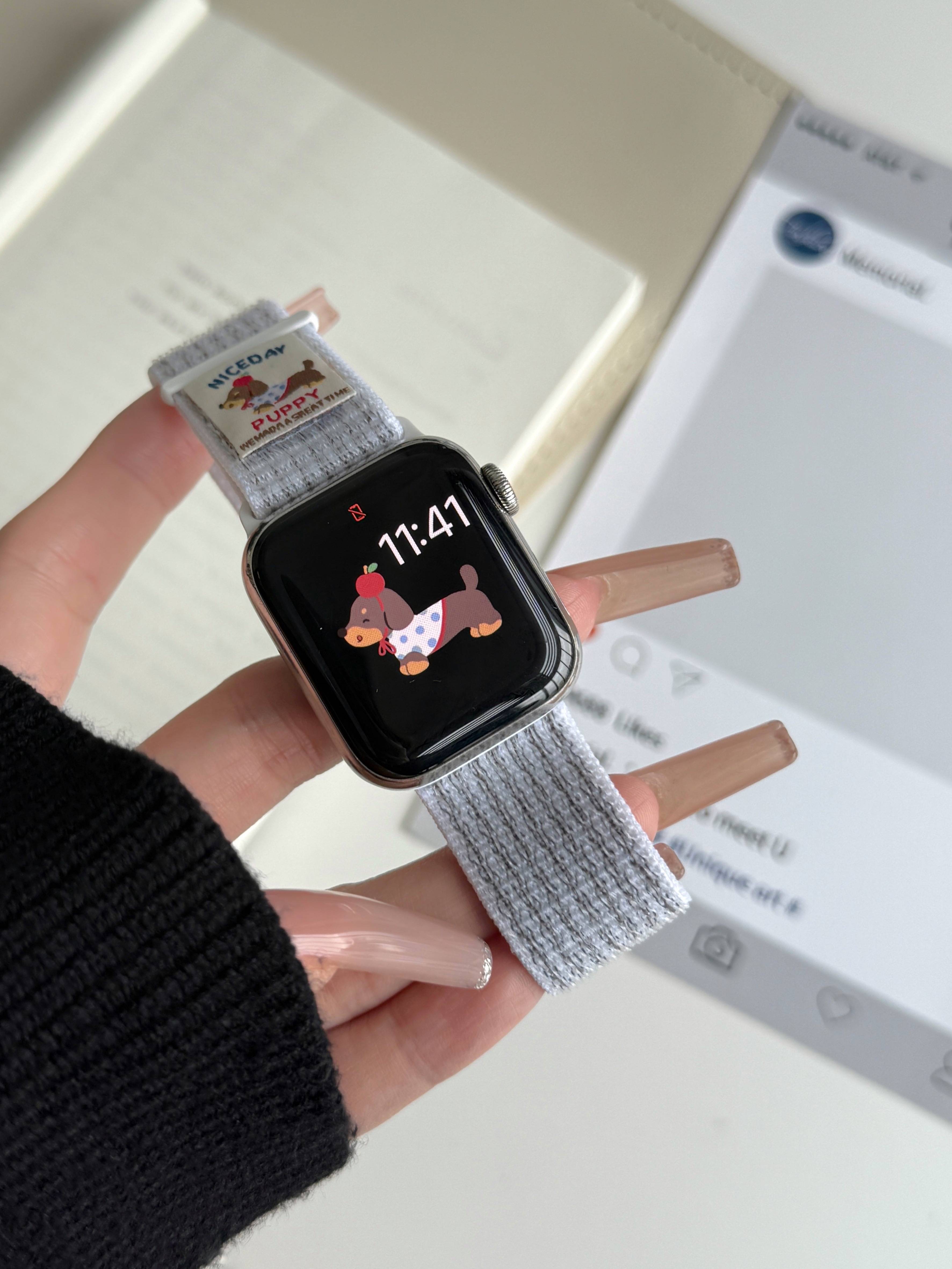 Nylonrem til apple watch-rem iwatch serie 10 9 8 7 6 5 4 se ultra 2 49mm/46/45/44/42/40/38mm armbånd armbånd urrem: 25mm / Grå