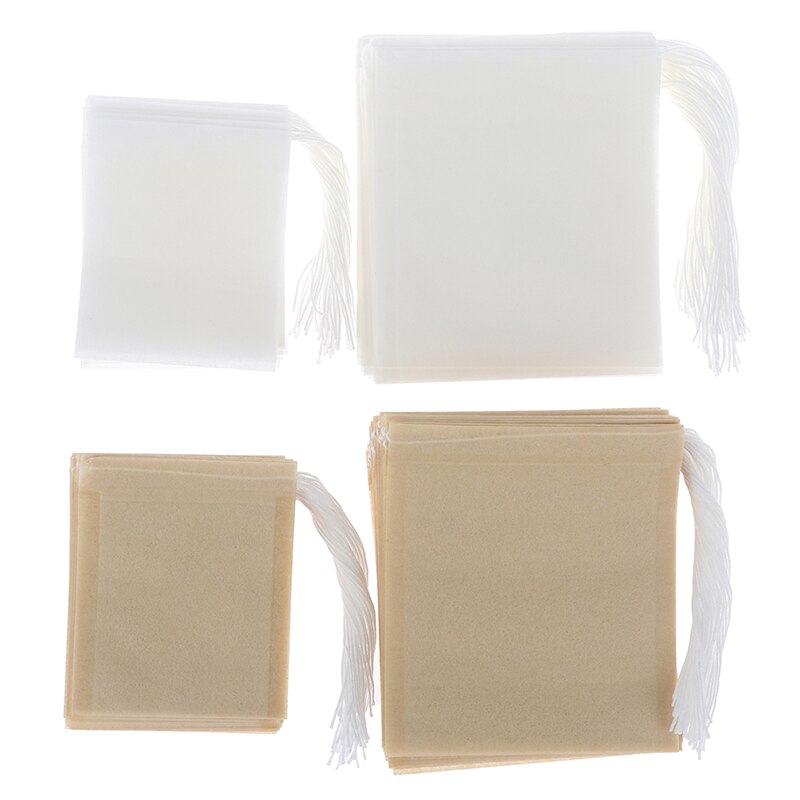 100pcs Tea Bag Filter Paper Bags Heat Seal Teabags Tea Strainer Infuser Wood Drawstring Tea Bag for Herb Loose Tea