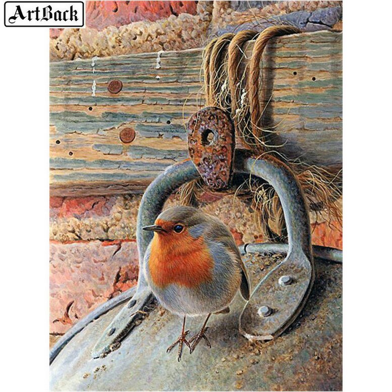 Sparrow diy 5d diamond painting bird landscape decoration full square diamond mosaic animal handmade crafts: square-15x20cm