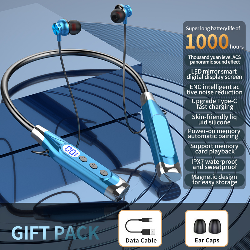 Bluetooth-Kopfhörer, kabellose Kopfhörer, magnetisch, Sport-Nackenbügel, um den Hals hängende TWS-Ohrhörer, kabelloses Bluetooth-Headset mit Mikrofon: Beige