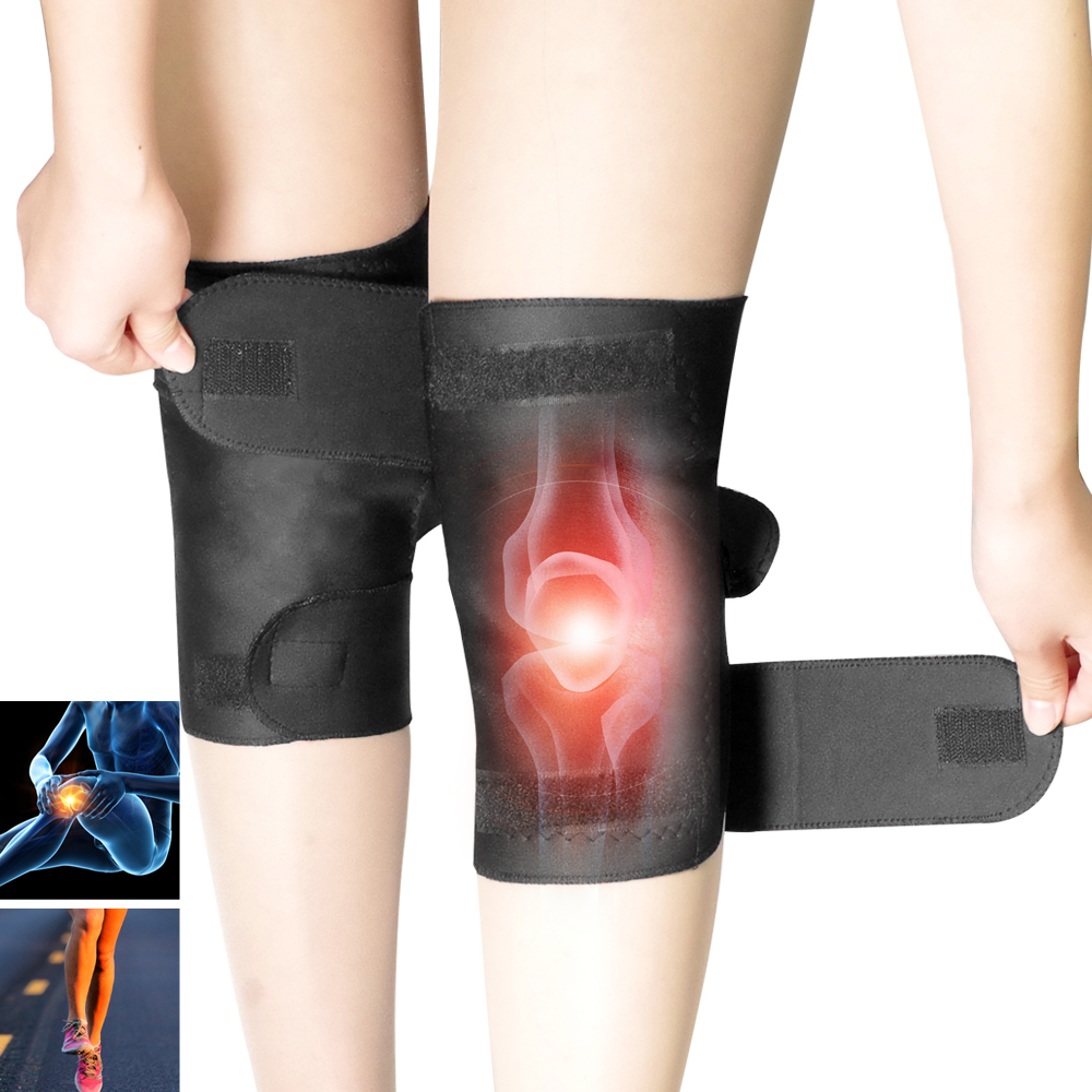 1Pair Tourmaline Self-heating Knee Protector Magnetic Therapy Knee Protective Belt Arthritis Brace Supports