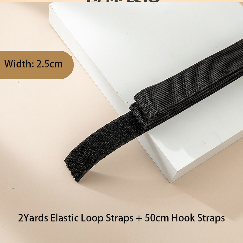 Nylon Elastische Lusband - 2 Yards - Zelfklevende Klittenband Straps - Hittebestendig, Eco-Vriendelijk: Zwart