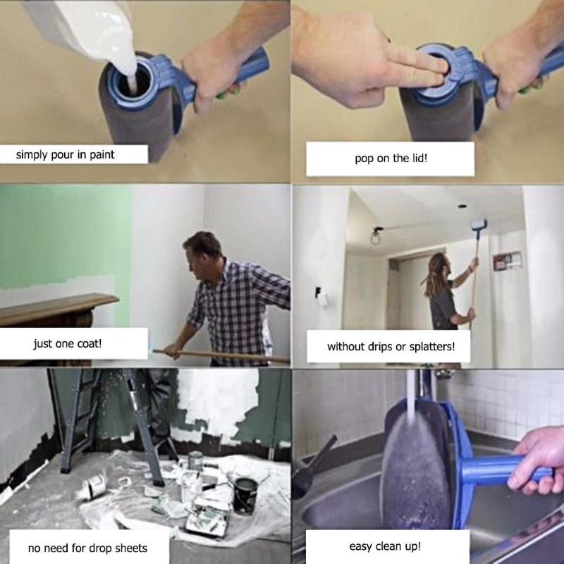 Durable 8 Uds Set de herramientas de pintura corredor de pintura Pro herramientas para rodillo Set flocado Edger Oficina habitación rodillo de pintura mural pincel de pintura