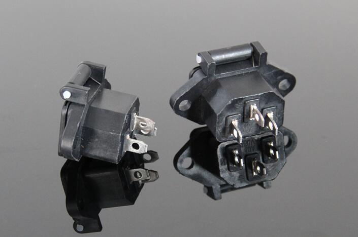 3Pcs Ac 250V 10A 3P Iec320 C14 Inlet Plug Power Socket Black W Cover