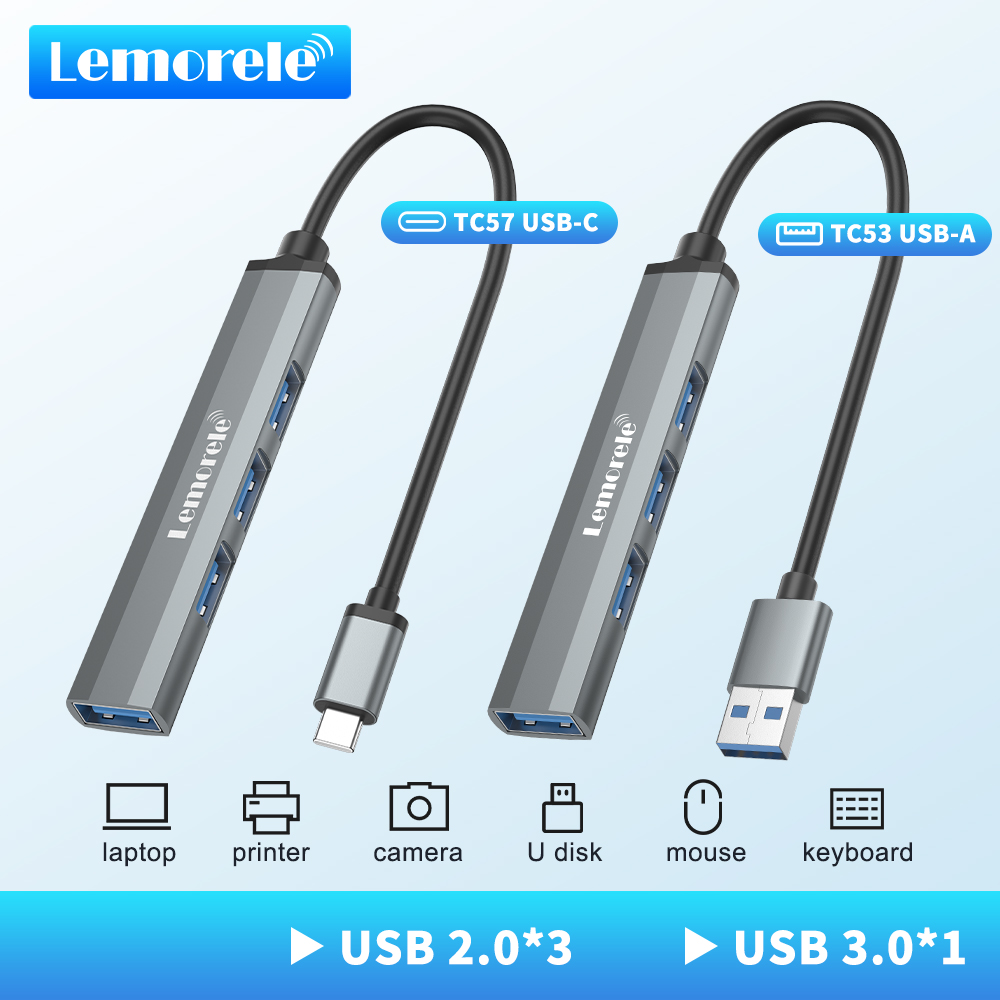 Lemorele USB Hub Type C Hub USB3.0 OTG 4 Port USB C/A HUB Multi Splitter Adapter Akcesoria do laptopów Lenovo Macbook Pro