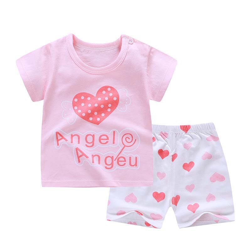 2 stks/set Baby Panty Kleding Set Zomer Meisje Jongen Tops Broek Kinderen Panty panty Strakke: pink / 12-18M