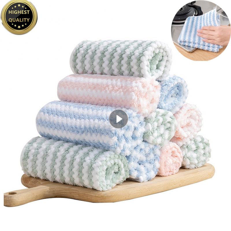 Lingettes en microfibre pour la vaisselle, 5 pièces, chiffon de nettoyage épais, lingette de cuisine, accessoires de nettoyage ménager