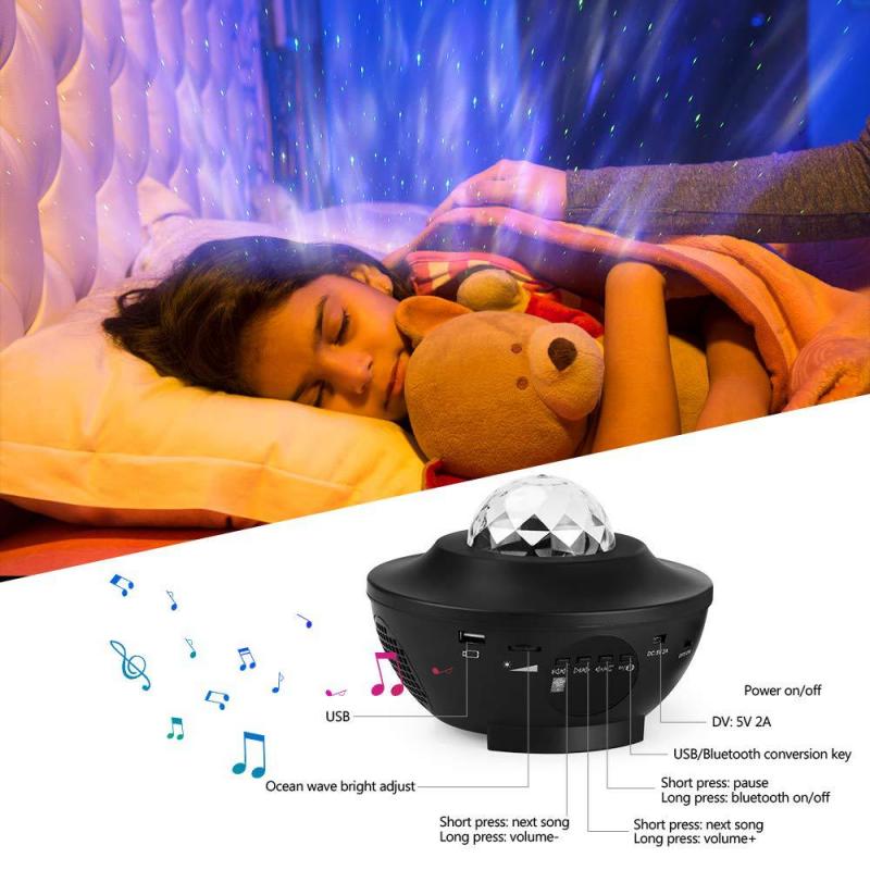 1pcs Starry Sky Projector Blueteeth USB Voice Control Music Player LED Night Light Romantic Projection Lamp Birthday