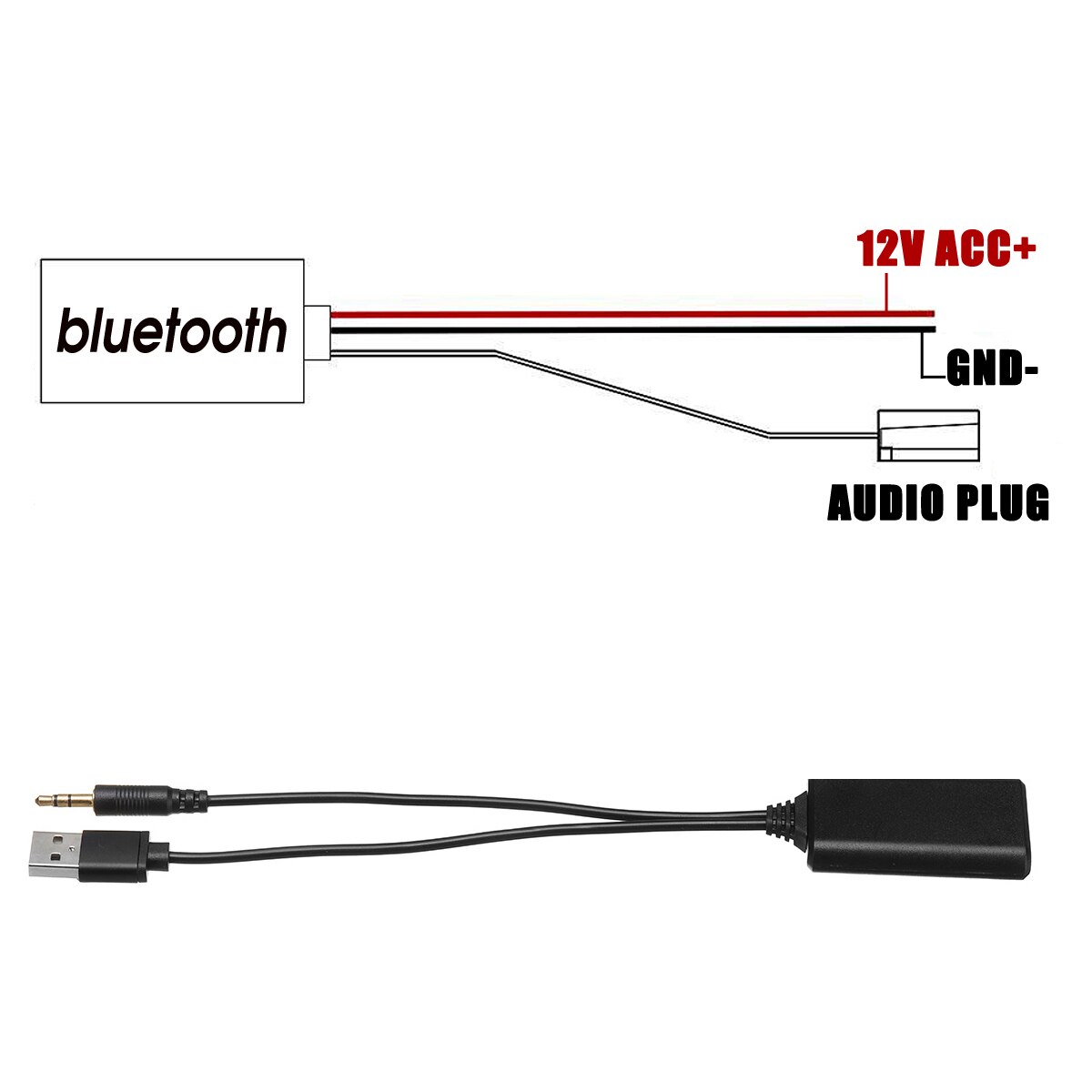 3.5mm jackstik adapter universal bil 12v bluetooth modul adapter trådløs radio stereo aux-in aux kabel adapter usb ledning