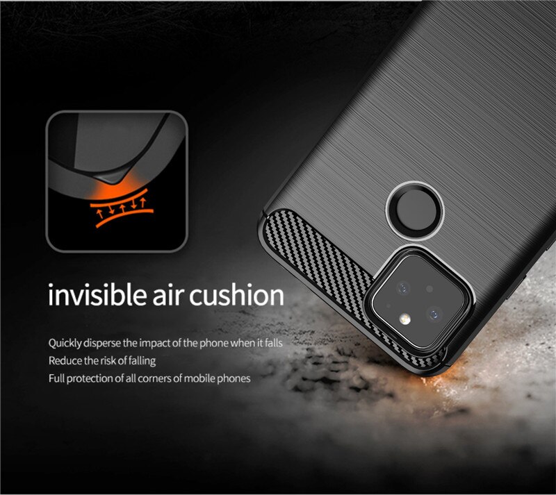 Carbon Fiber For Google Pixel 4a 5G Case + Tempered glass Soft Protection TPU Silicon Gel Skin Google Pixel 5 Cover