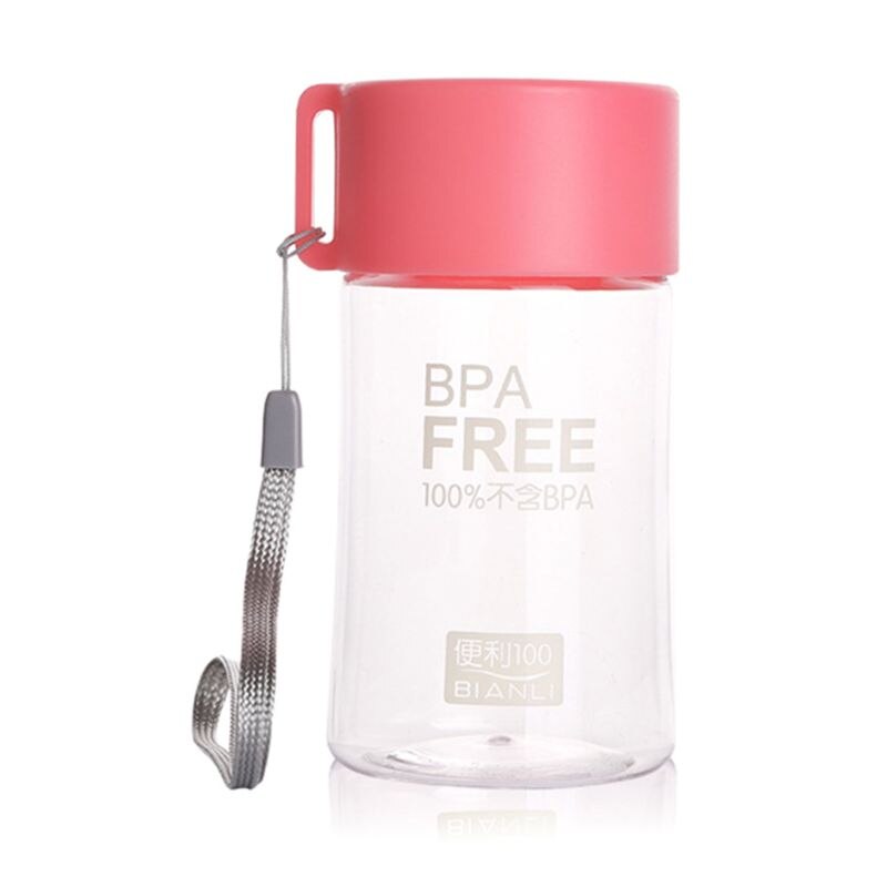 Botella de agua de plástico de 150 Ml, Mini botella de agua bonita para niños, botella de agua pequeña a prueba de fugas portátil: Rosa