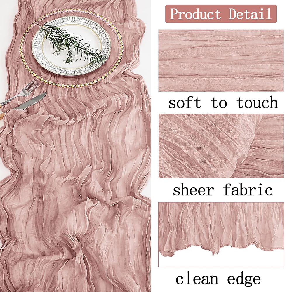 Julegrøn rød bordeaux ostedug bordløber boho rustik gaze terrakotta bordløber til bryllupsfest fødselsdagsdekoration: 30*220cm / Sort