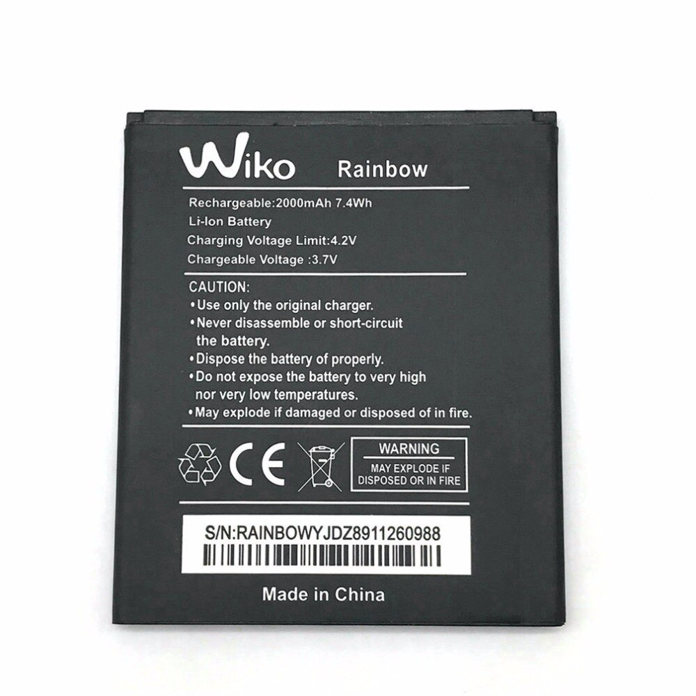 2000Mah Vervangende Li-Ion Batterij Voor Wiko Rainbow Batterie Batterij Bateria + Spoor Code