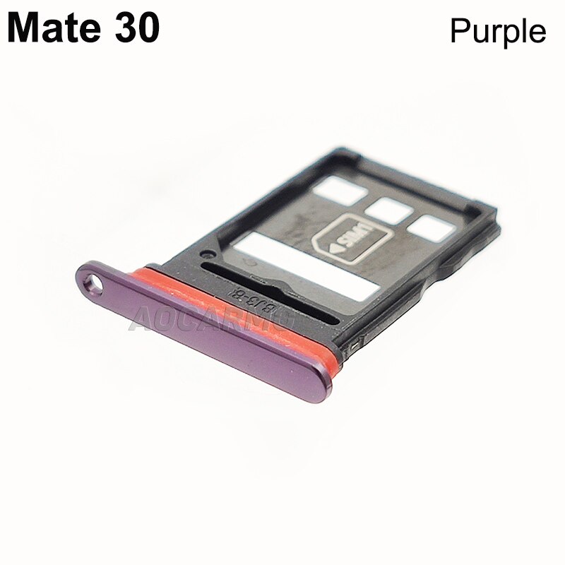 Aocarmo SD MicroSD Holder Nano Sim Card Tray Slot For Huawei Mate 30 Replacement Part: Purple