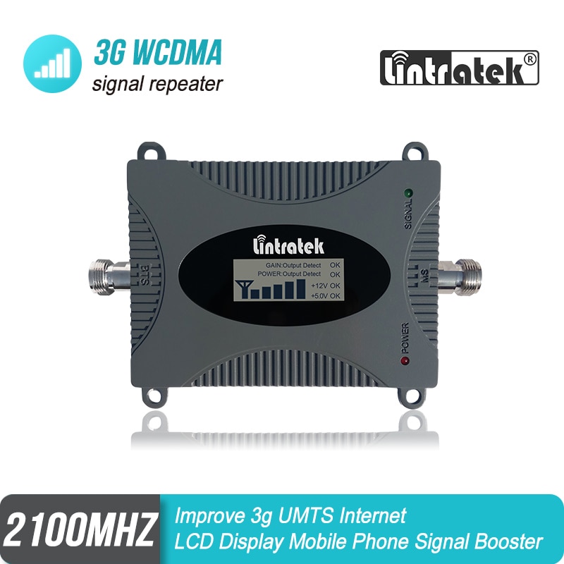 Lintratek-repetidor de señal celular 3G WCDMA UMTS 2100mhz, 65dB de ganancia de amplificador de banda, mejora de Internet 3G, MINI amplificador de tamaño #4