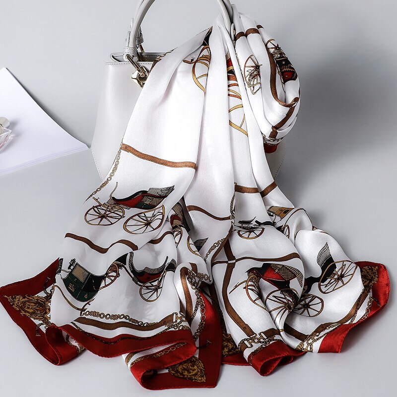 2021Brand Silk Scarf Women Luxury Real Silk Wraps For Ladies Print Shawls Foulard Femme Natural Silk Scarves: 16